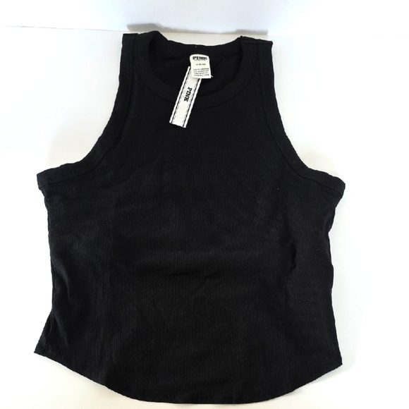 VICTORIA'S SECRET(M) BLACK HIGH-NECK RIBBED TANK - Picture 1 of 8
